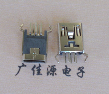 南京MINI USB5p母座|B型口180度|直插弯脚
