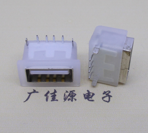 南京卧式后两脚DIP插板USB AF 2.0防水母座,反向插A公头连接器