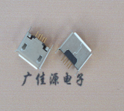 南京Micro usb立插180度 5p针加长2.0mm卷边雾锡