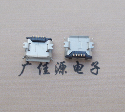 南京Micro USB 5PIN接口,B型垫高0.9mm鱼叉脚贴片雾锡卷边
