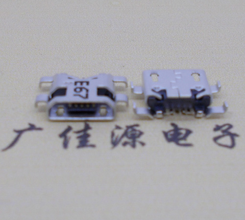 南京Micro usb 反向沉板1.2mm接口四脚插直边无导位