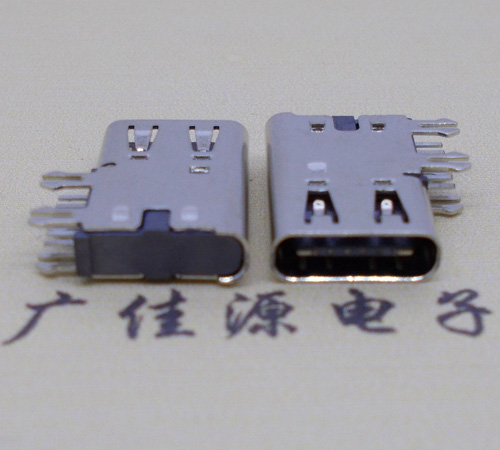 南京侧插USB3.1接头座子.90度type-c母座.6p侧插连接器